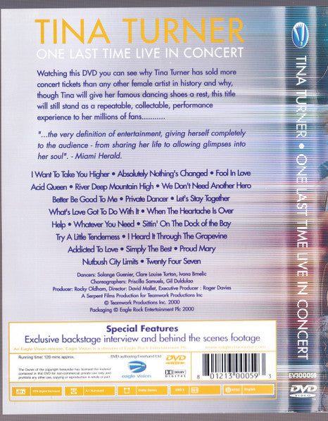 Tina Turner – One Last Time Live In Concert DVD