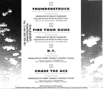 AC/DC – Thunderstruck CD SINGLE ORIGINAL ORIGINAL 1990